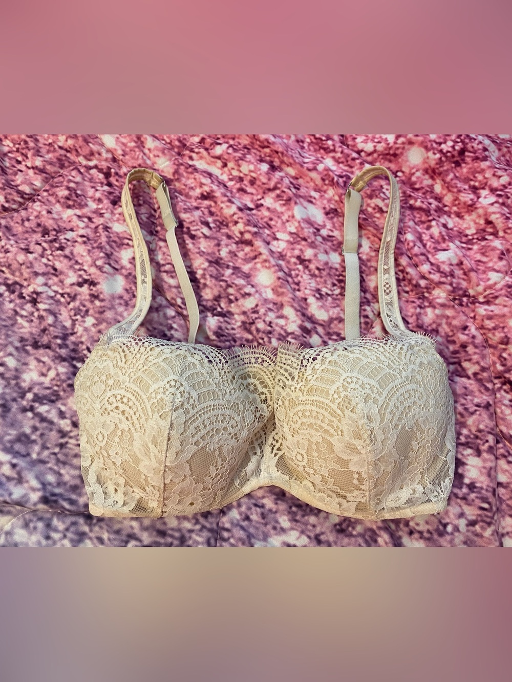 Victoria's Secret 32D Fishnet Mesh Underwire Padded Push Up Bra
